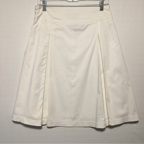 White Y2K Pleated lined Skirt George ME Mark Eisen Cotton blend 6 Side Zip EUC - Picture 3 of 13